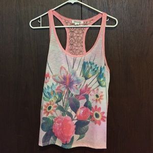 Pink flower tank top, lightly used!