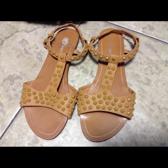 Studded sandals, camel color super cute.