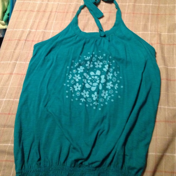 Halter top blue with flowers