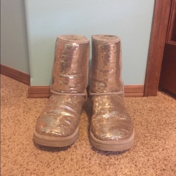 Silver Sequin Ugg Boots