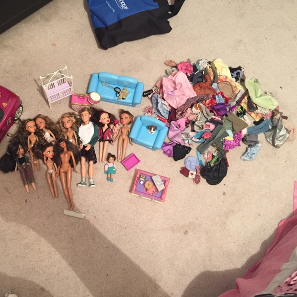 Brats/Barbie/clothes/car/couches/crib