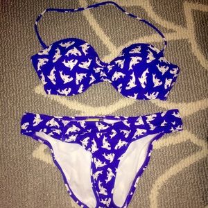 LA Hearts Lightly Padded Royal Blue Shark Swim Set