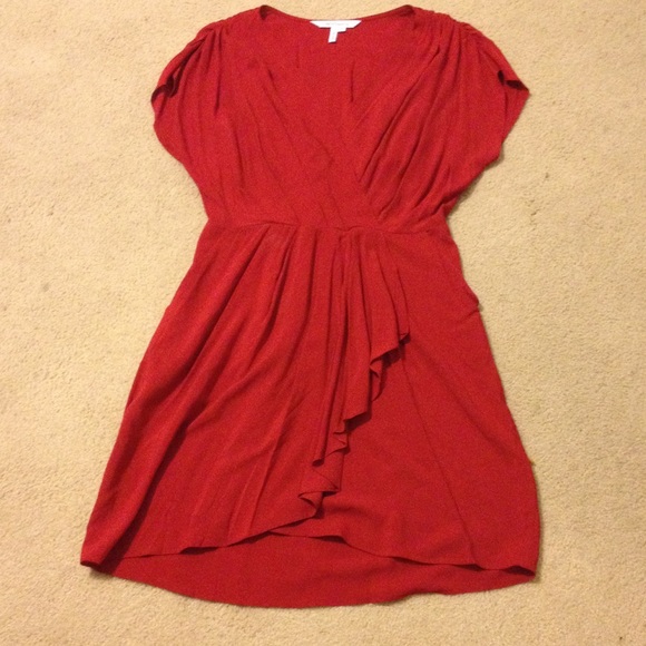 Red Wrap-Style Dress