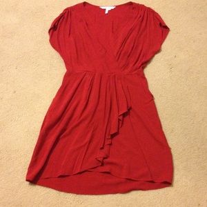 Red Wrap-Style Dress