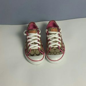 Brown and Pink Coach Sneakers