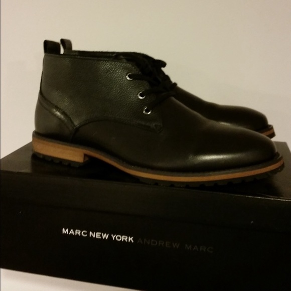 Men's black leather boots