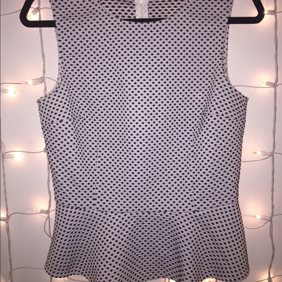 Club Monaco peplum blouse, black & white polka dot