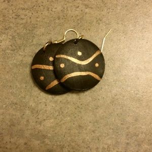 Black and Gold wooden earrings