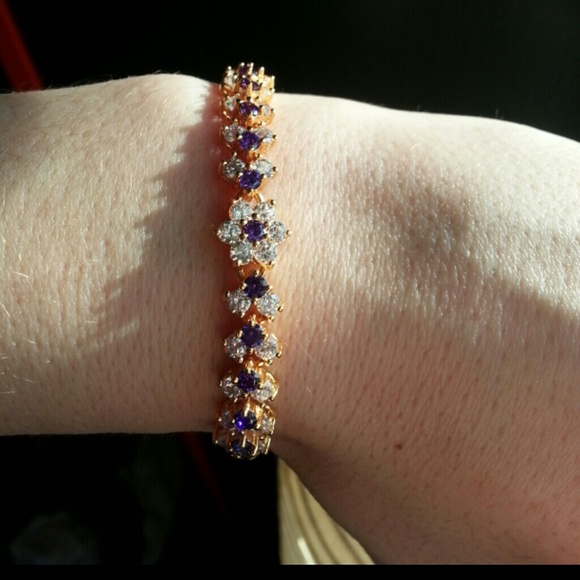 Never worn amethyst and white topaz gp bracelet - Picture 2 of 4