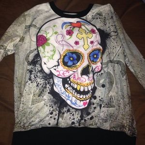 Lightly worn rare sugar skull sweater!