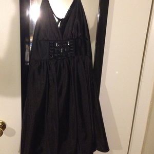 Black halter top dress