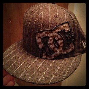 Brown Pin Stripped DC Fitted Hat