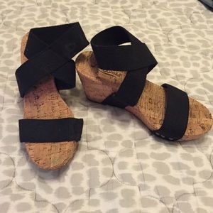 Lucky Brand Black Cork Wedges
