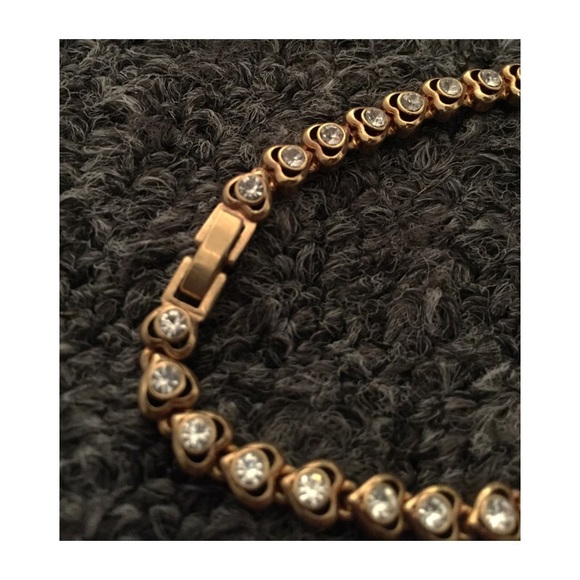 gold bracelet with rhinestones - Picture 2 of 4