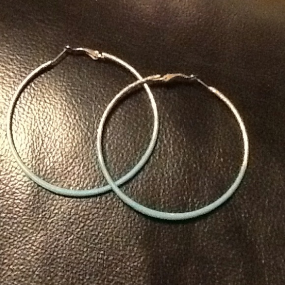 Gold glitter hoops with blue bottom