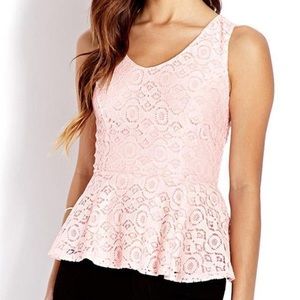 Pink Lace Peplum Top