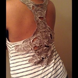 White and blue stripped razorback tank top