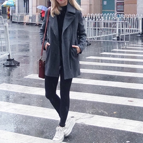 Gap charcoal grey wool blend moto coat - Picture 4 of 4