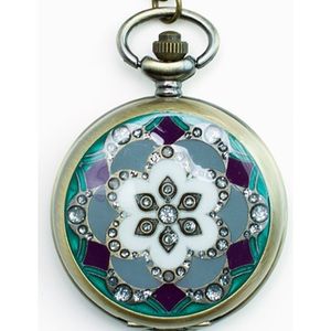 Jewelmint Grey Skies Pocket Watch Pendant Necklace