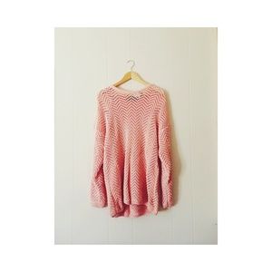 Coral pink cut out oversized 90's sweater m