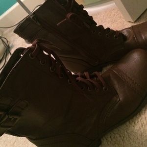 brown combat boots