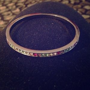 Pastel colored rhinestone bangle