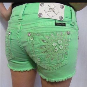 Green Miss Me shorts!
