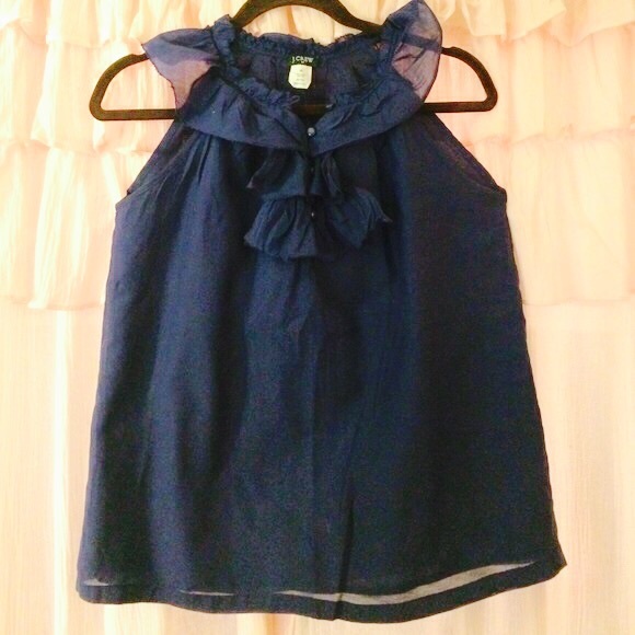 J. Crew Tops - J.Crew navy ruffled top