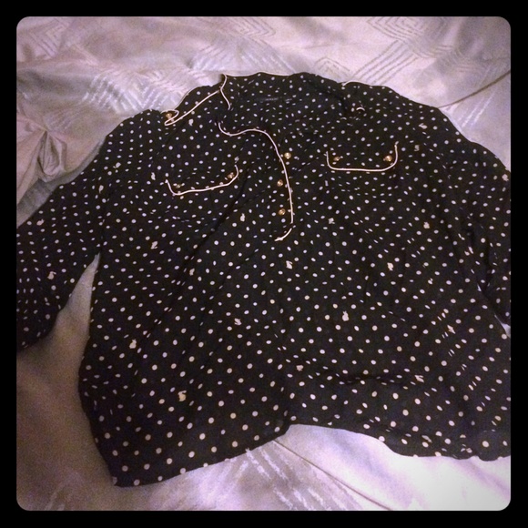 Black and taupe polka dot blouse - Picture 1 of 1