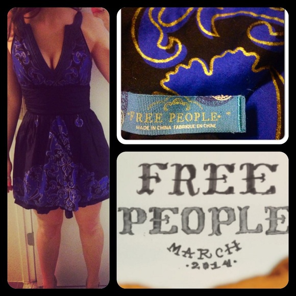 Free People Dark &Royal Blue Dress