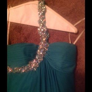 Turquoise One Shoulder Prom Dress
