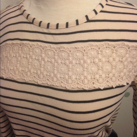 LC Lauren Conrad Stripe & Lace Top