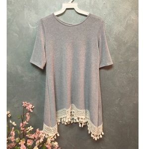 Grey boho mini dress