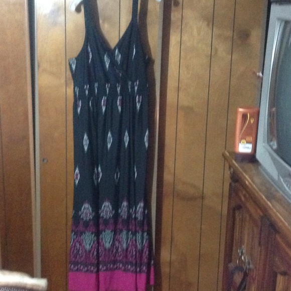 Pink and black maxi dress