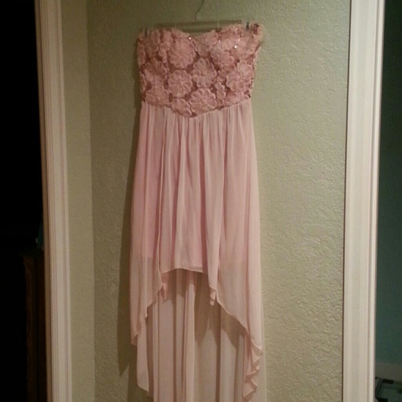 Macy's pink high low homecoming dress