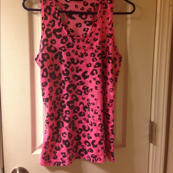Pink leopard sequin tank