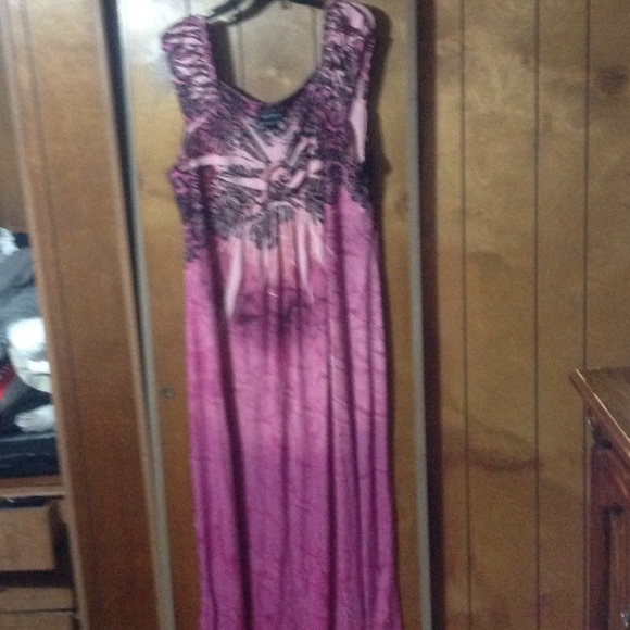 Pink and black maxi dress