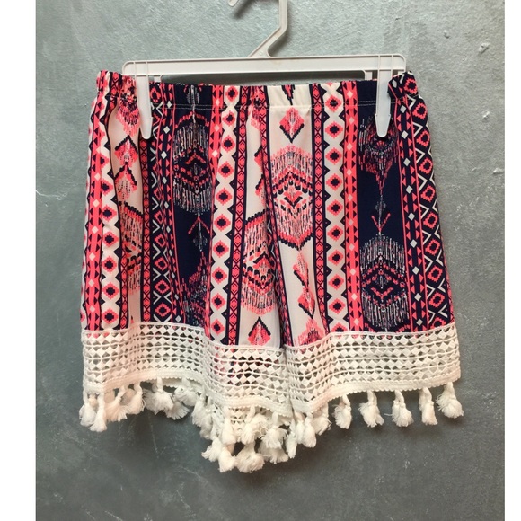 Pink Aztec beach shorts