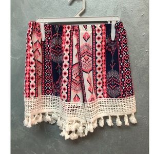 Pink Aztec beach shorts