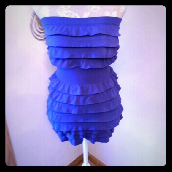 Vibrant blue ruffle bebe dress