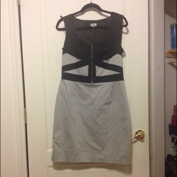Gray and black evening dress