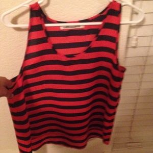 Navy blue and red sailor stripes shirt