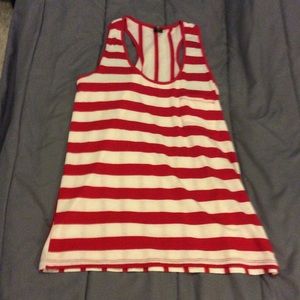 White & Red Striped Top