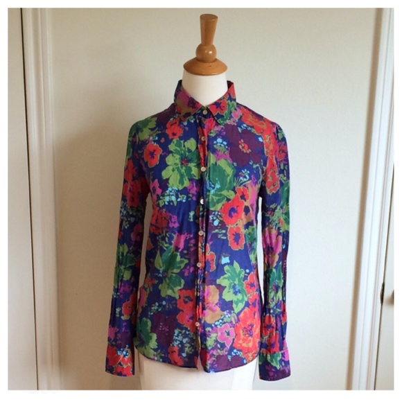 FLORAL BUTTON-DOWN LONG SLEEVED SMALL SHIRT - Picture 1 of 4