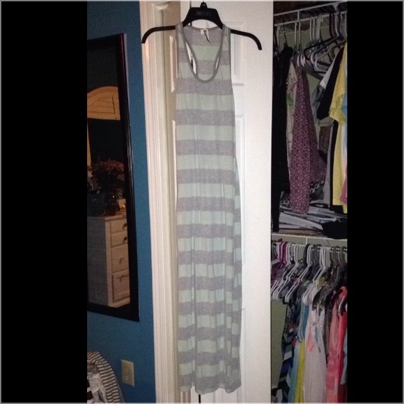 Blue an Grey Striped Maxi Dress👗