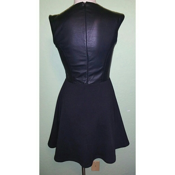 Sleeveless black leather top skater skirt dress - Picture 3 of 4