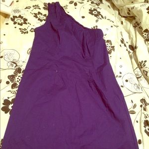 One shoulder purple dress