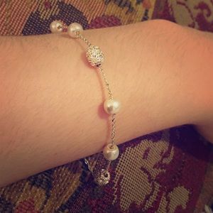 Banana Republic Diamond and Pearl Silver Bracelet