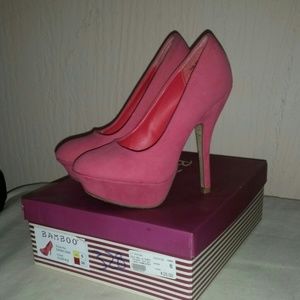 Bamboo Pink Round Toe Pumps