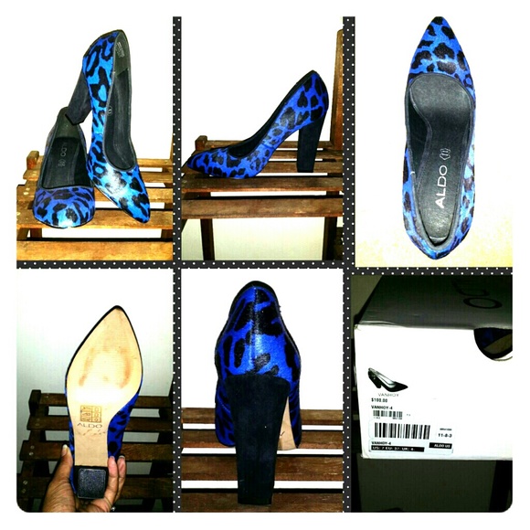 Aldo blue and black leopard pony hair heels! - Picture 1 of 4